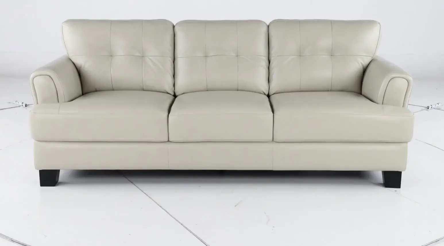 Manhattan Off White Leather Sofa-4