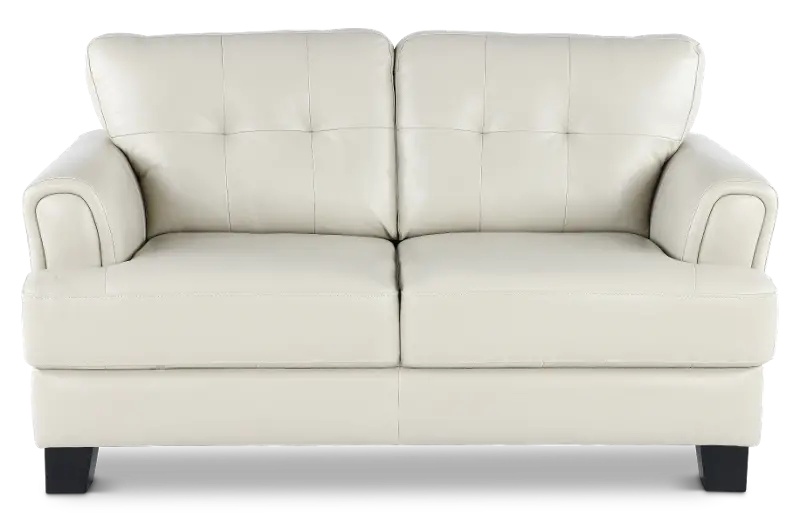 Manhattan Off White Leather Loveseat