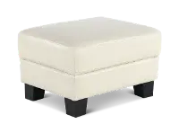 Manhattan Off-White Leather Ottoman