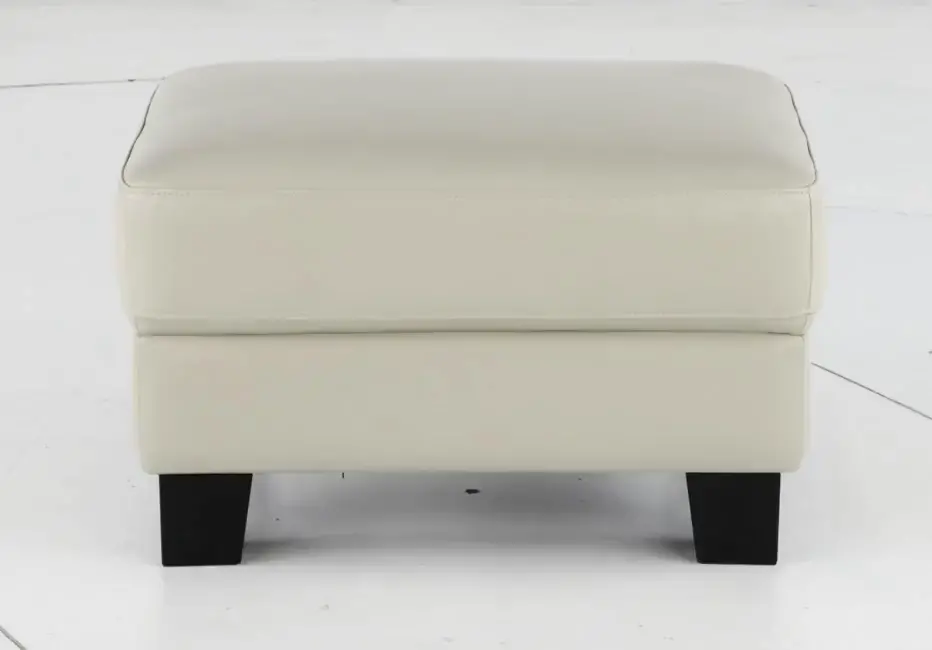 Manhattan Off White Leather Ottoman-6