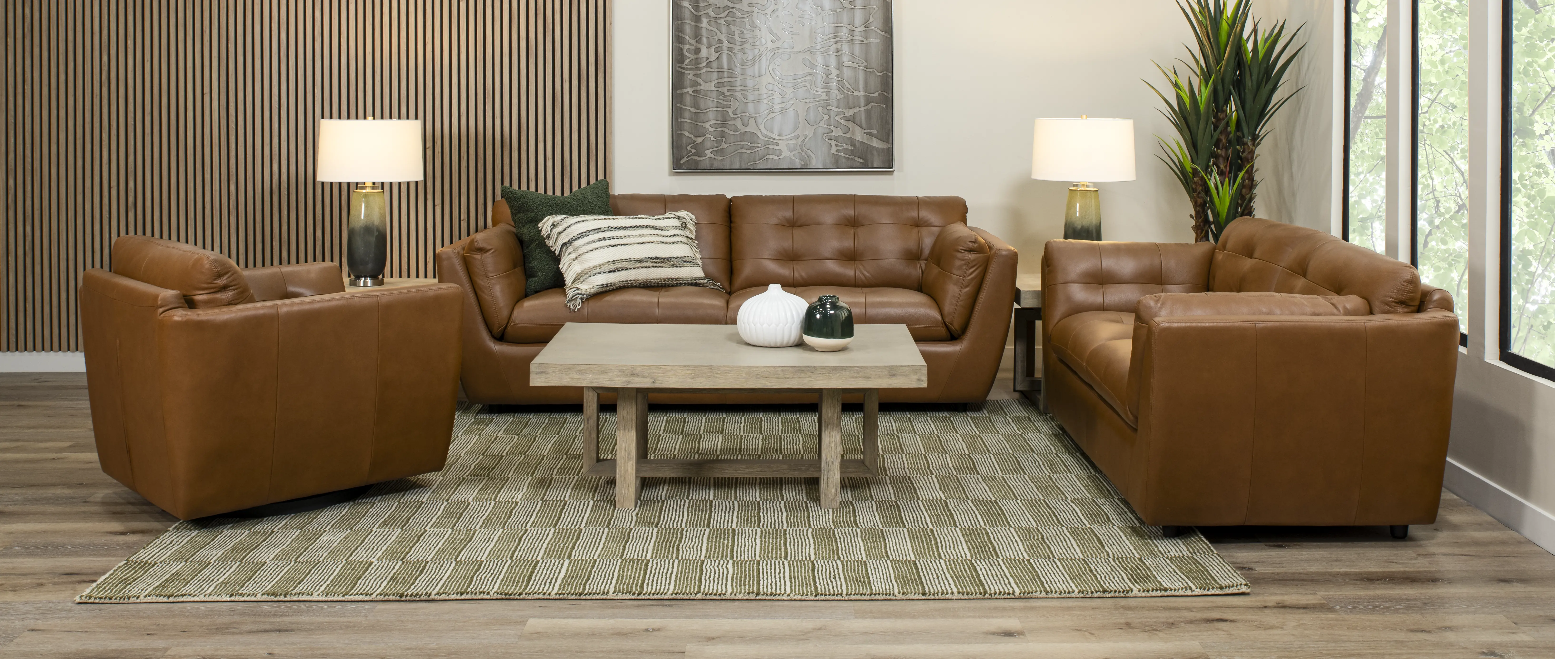 Tiffany Brown Leather Swivel Chair-2