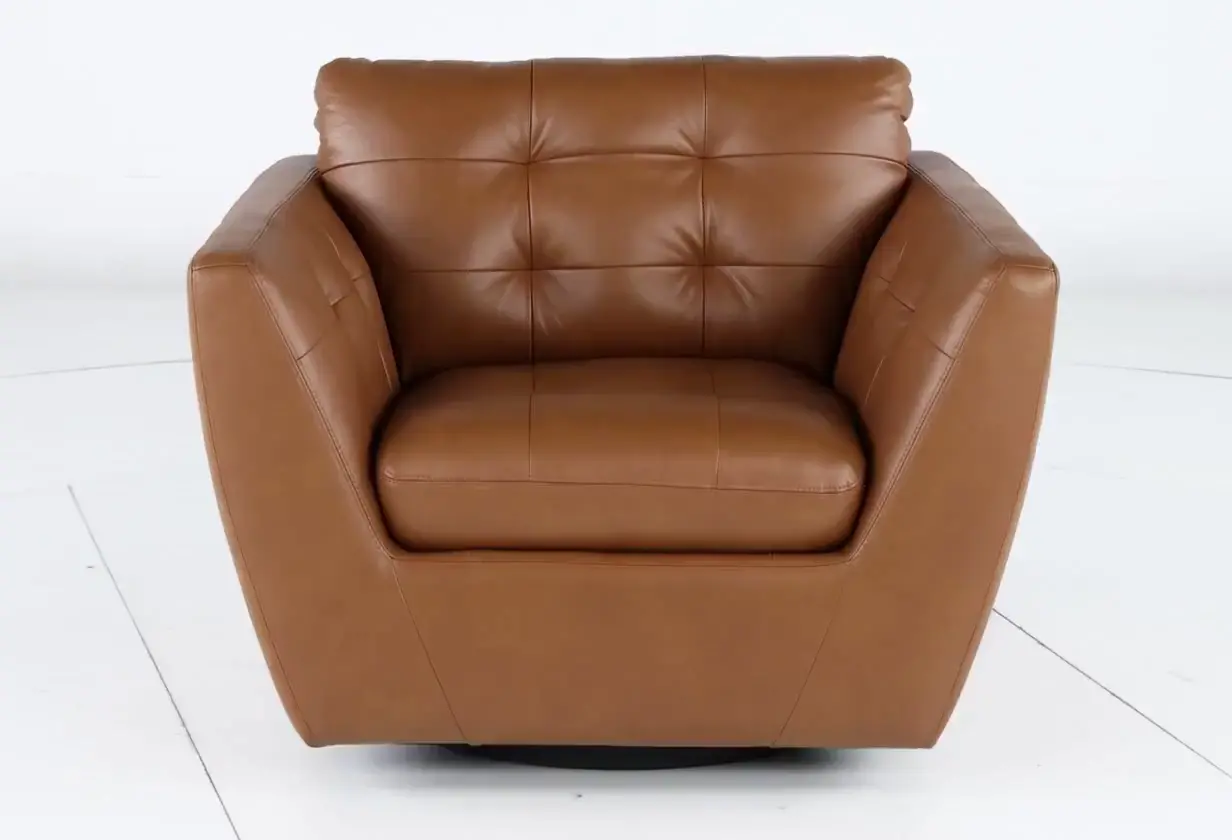Tiffany Brown Leather Swivel Chair-5