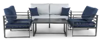 Holt Gray and Blue 4 Piece Patio Set