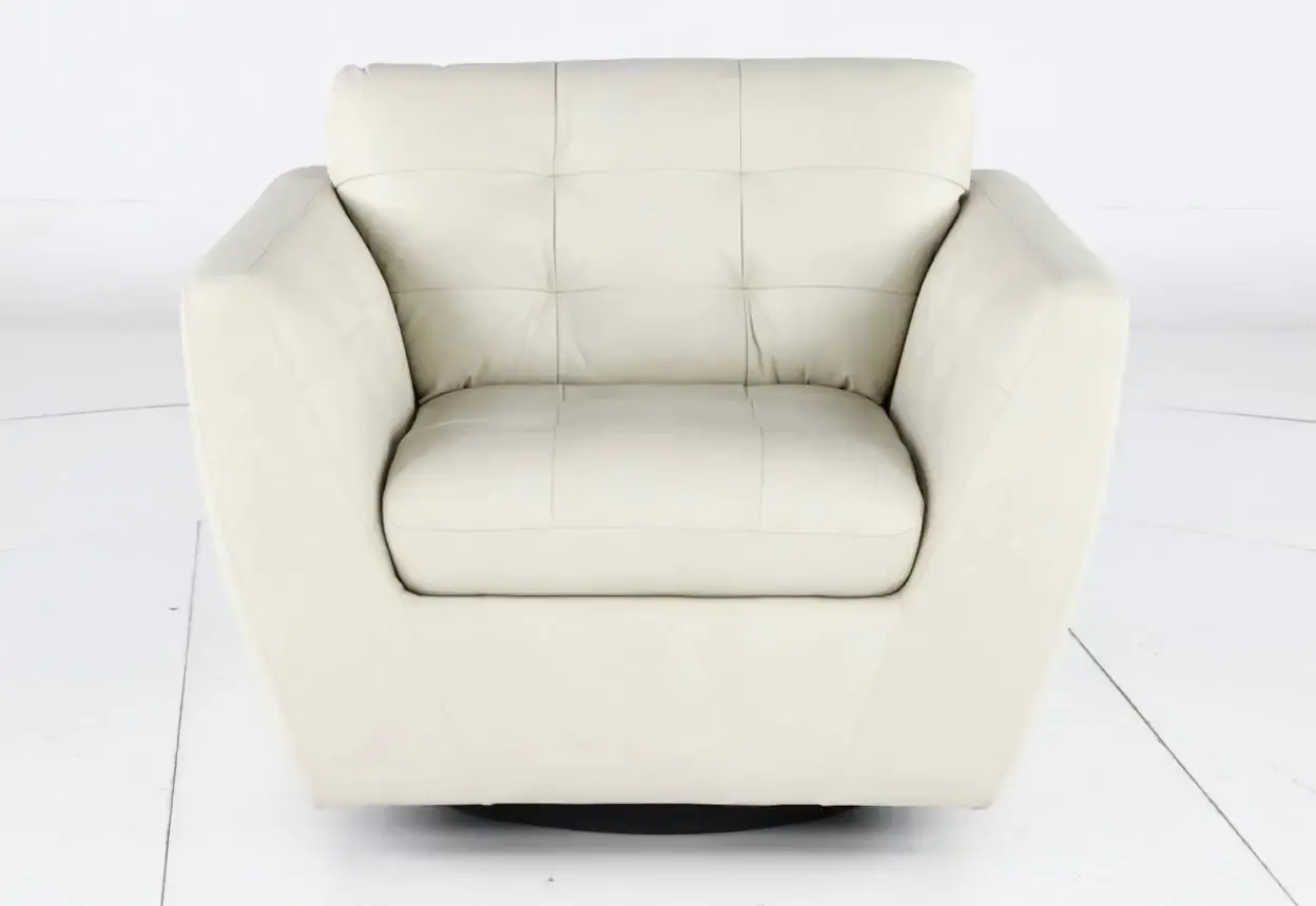 Tiffany White Leather Swivel Chair-8