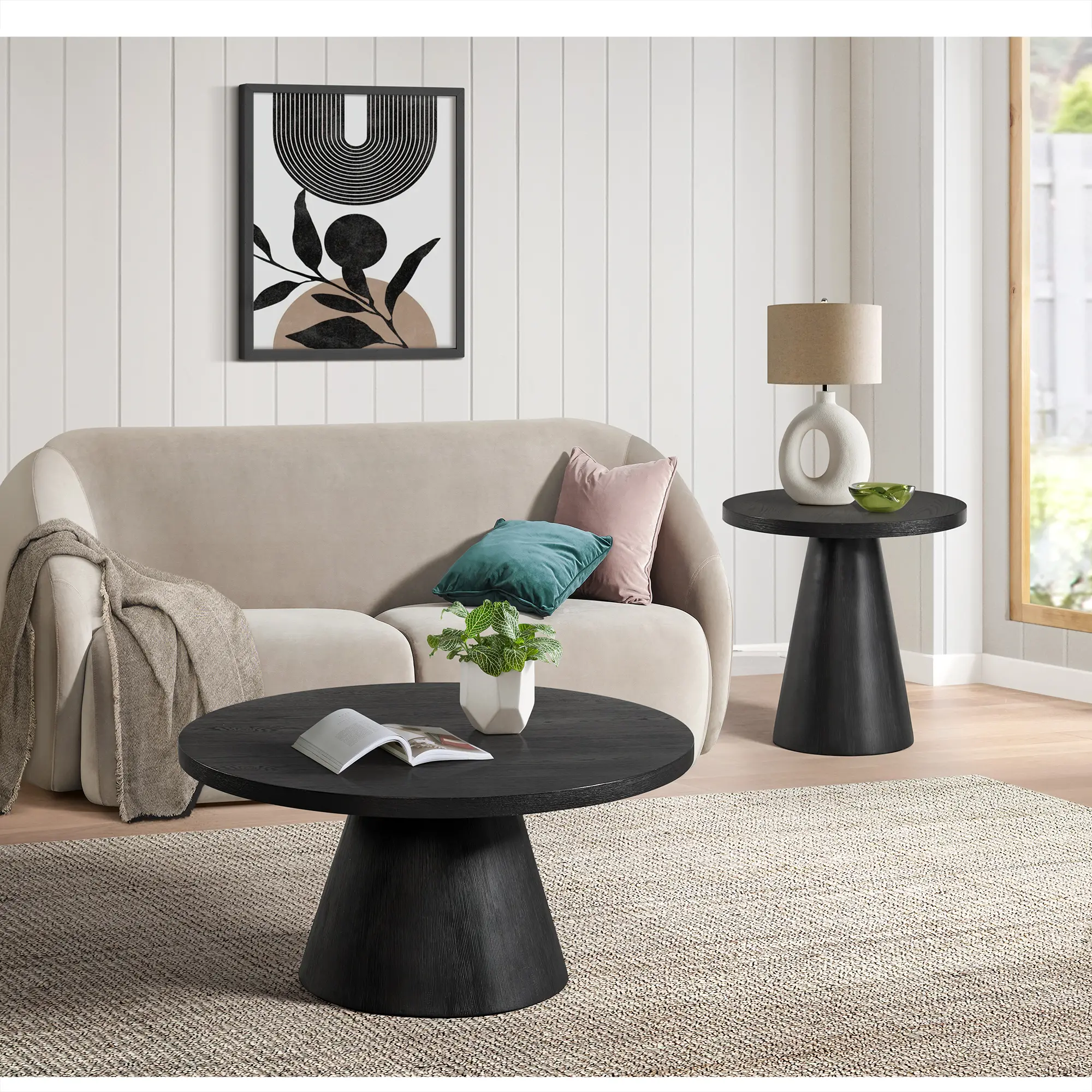 Portland Black Round Coffee Table-2