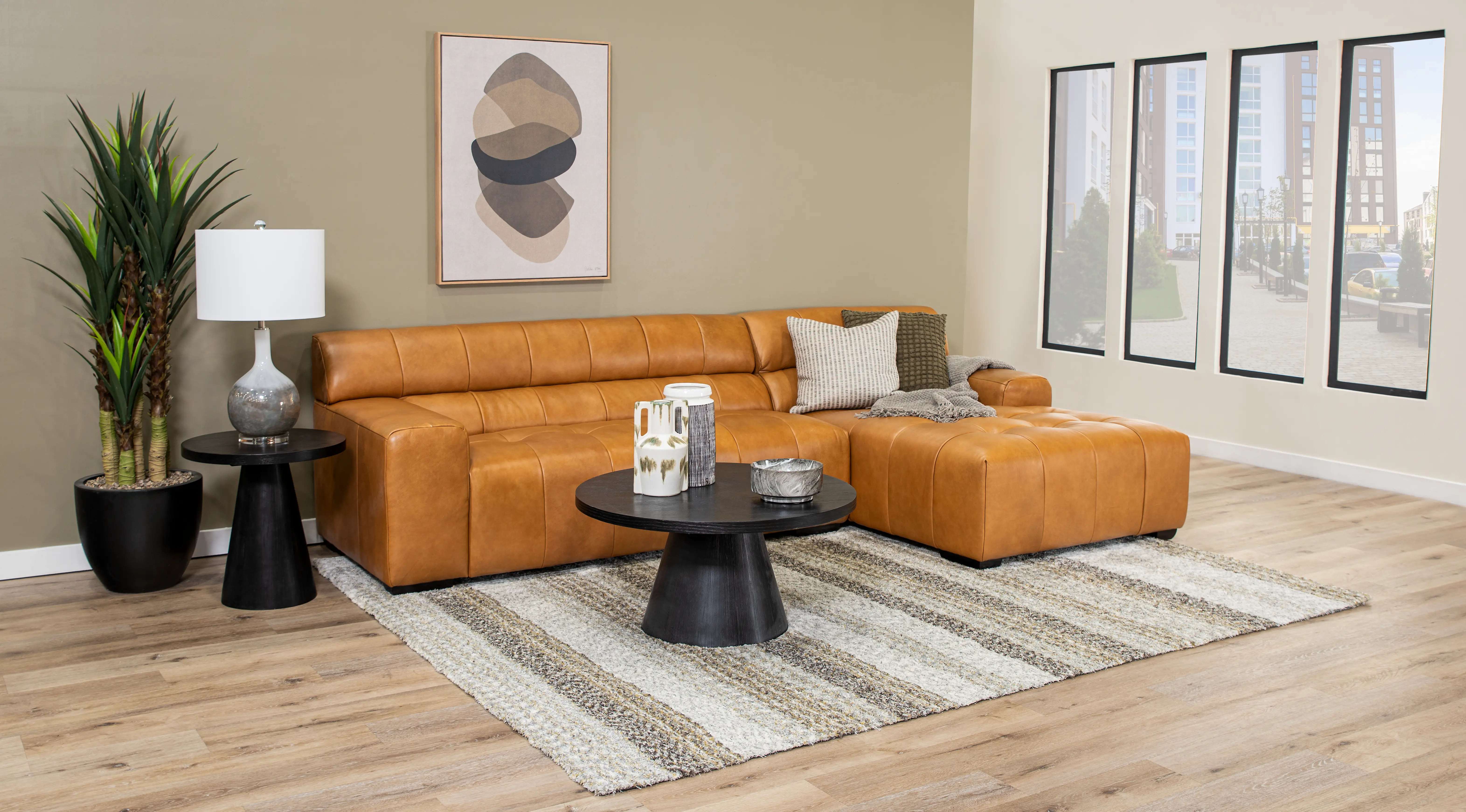 Portland Black Round Coffee Table-9