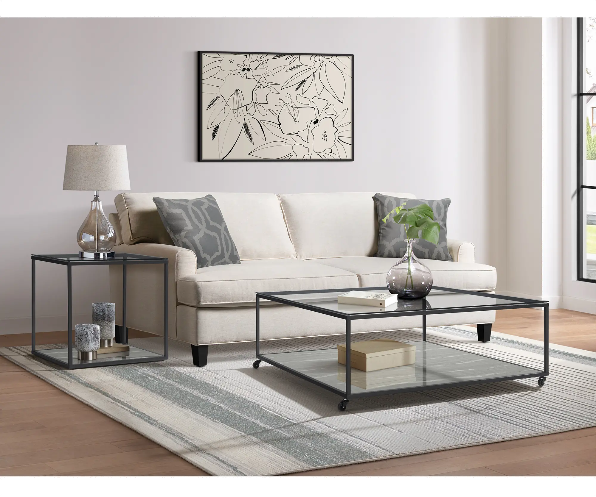 Yasmin Black and Gray Glass Coffee Table-2
