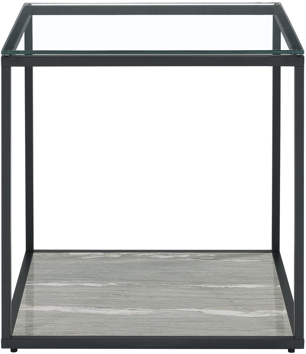 Yasmin Black and Gray Glass Square End Table