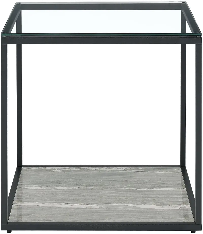 Yasmin Black and Gray Glass Square End Table