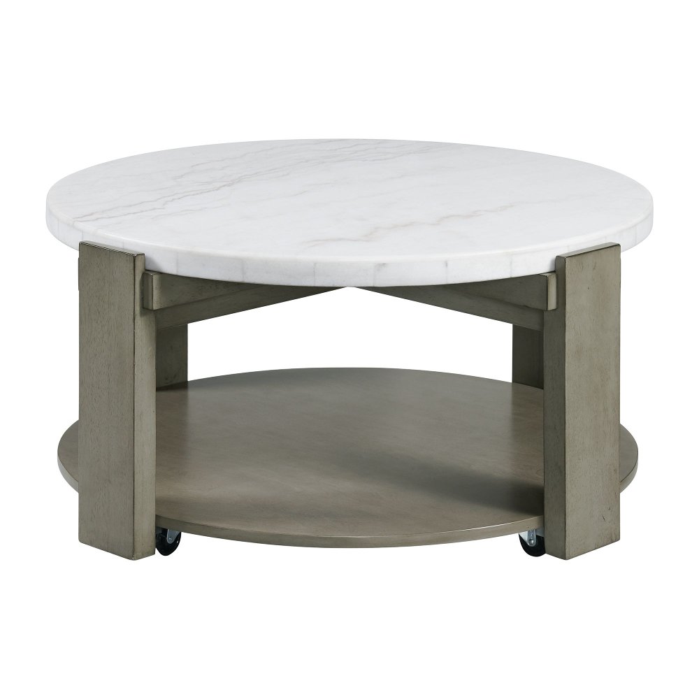 Rosamel Gray and White Marble Coffee Table