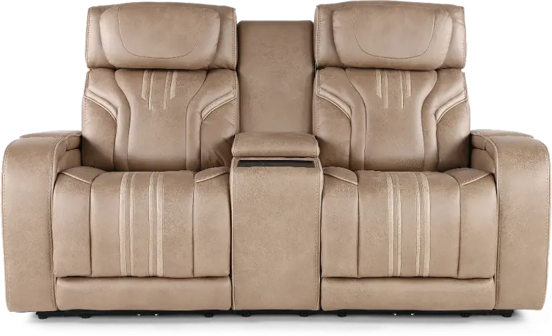 Tacama Sand Power Reclining Loveseat with Audio