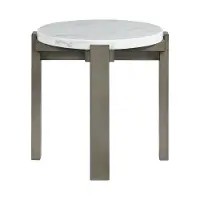 Rosamel Gray and White Marble End Table