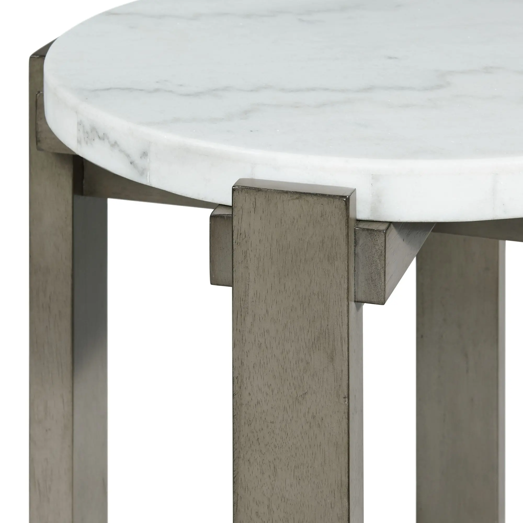 Rosamel Gray and White Marble End Table-6