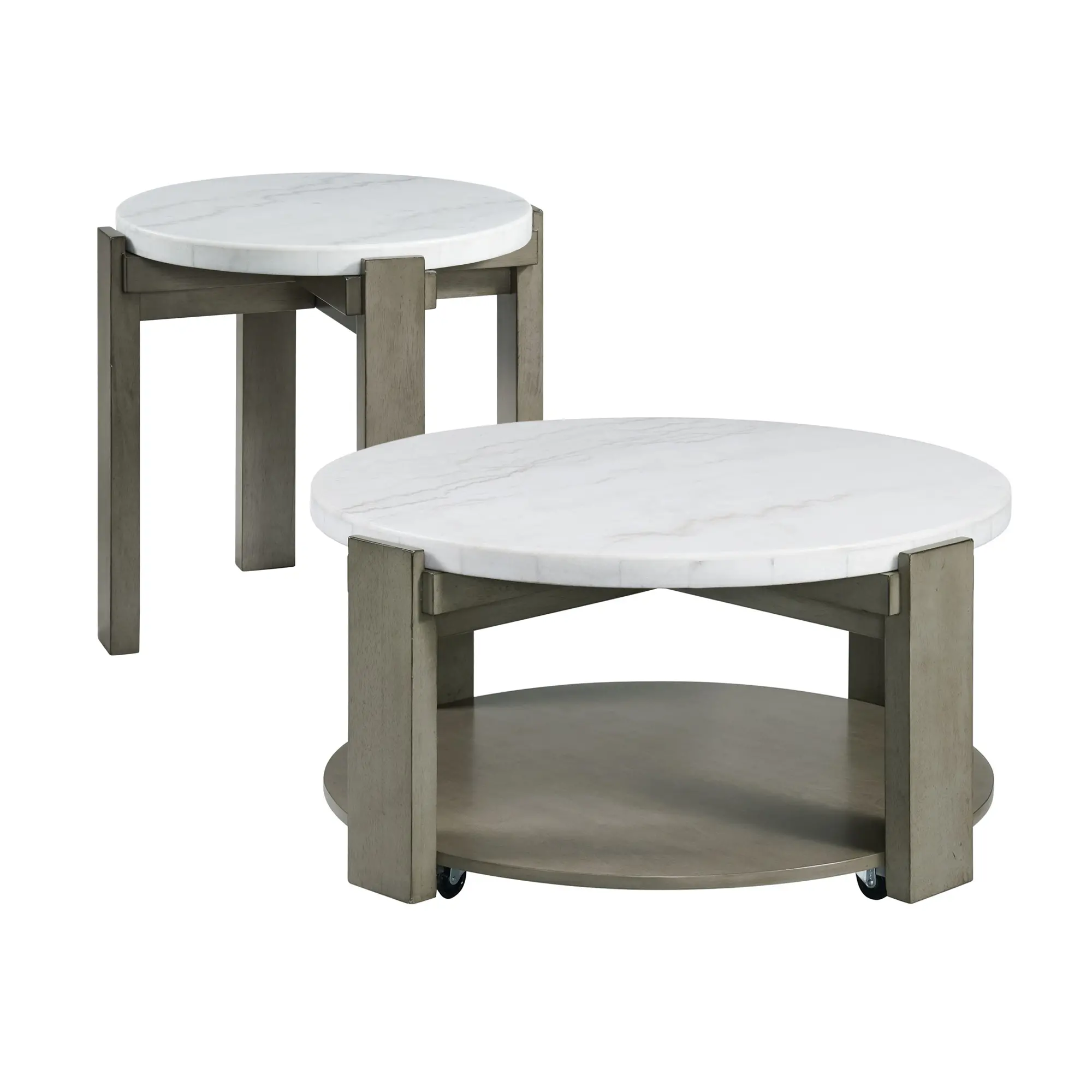 Rosamel Gray and White Marble End Table-7