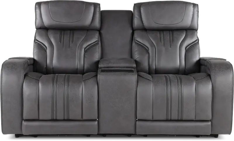 Tacama Graphite Power Reclining Loveseat with Audio