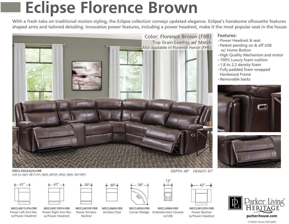 Eclipse Florence Brown 6-Piece Power Reclining Sectional-5