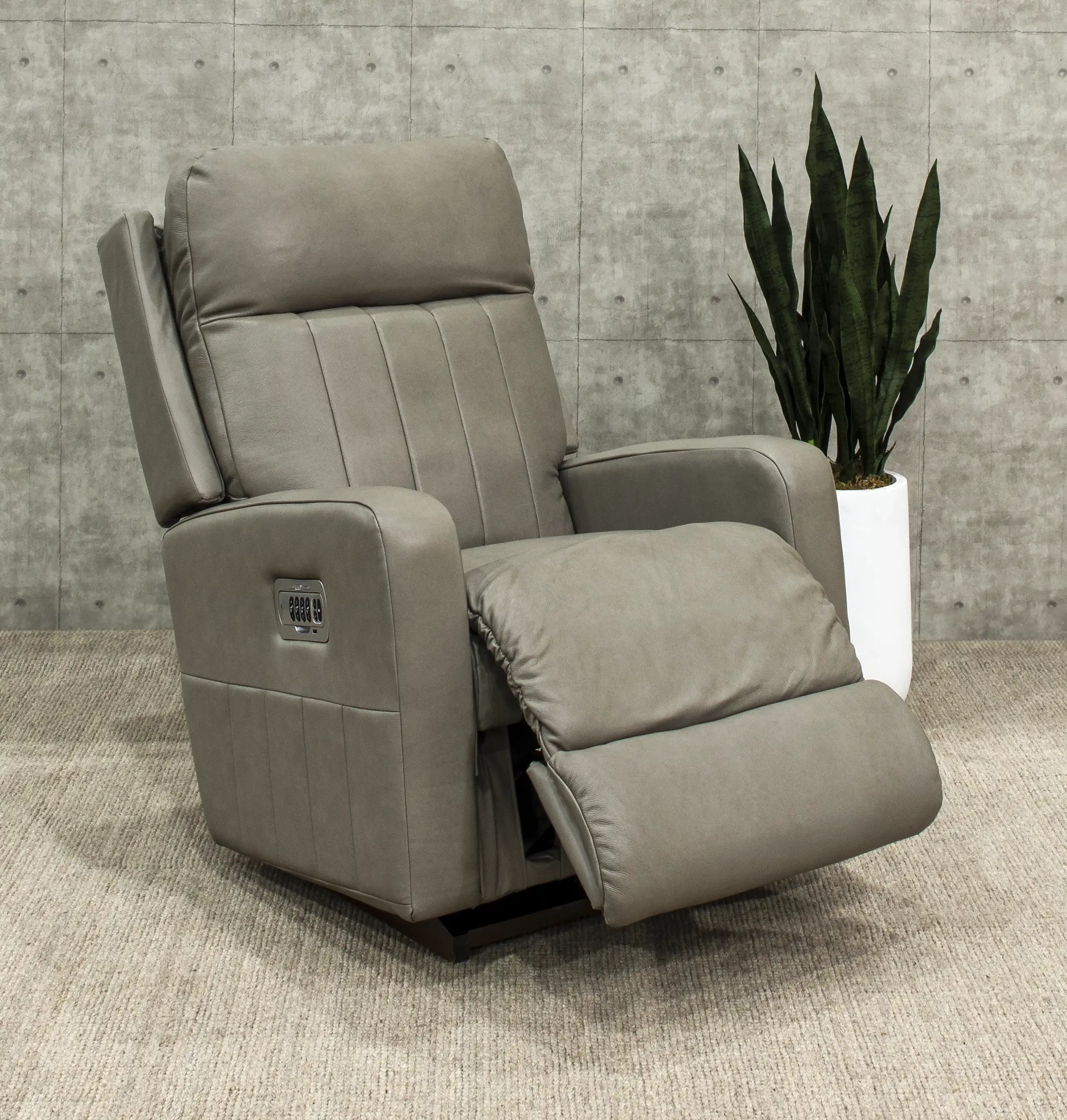 10X-747-RW/LB172952 Finley Pewter Power Rocker Recliner with Headrest and Lumbar Support-2