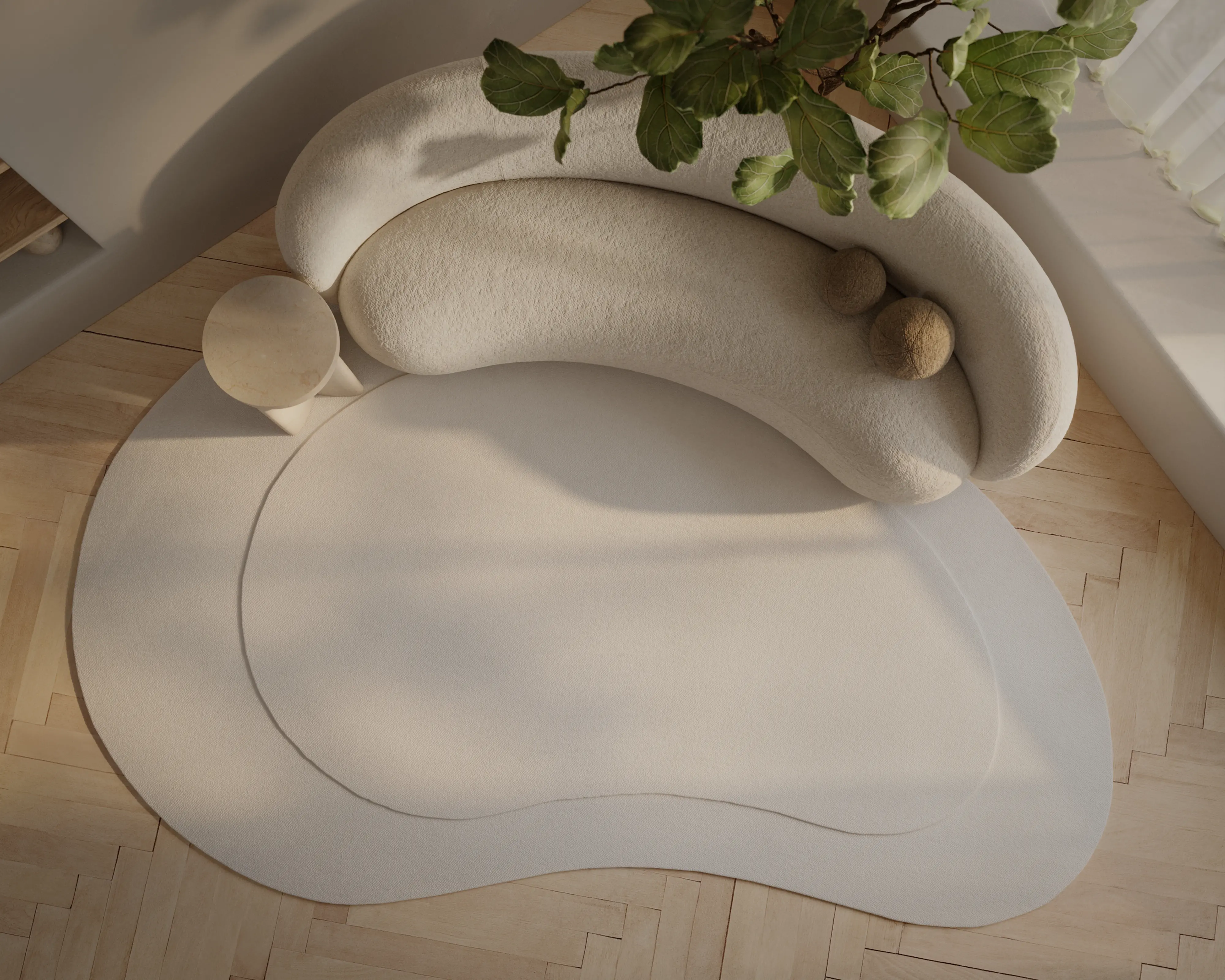 Claude 7 x 11 Ivory Kidney Area Rug-7