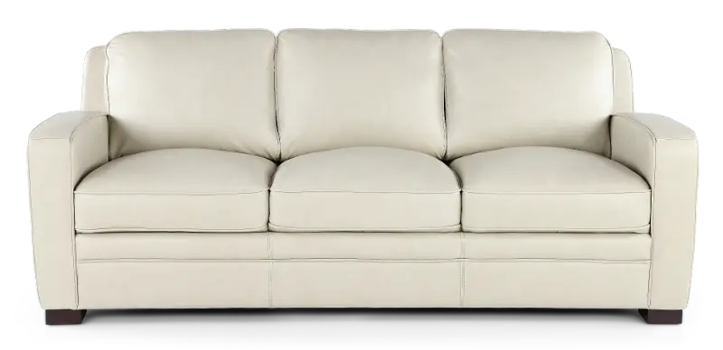 Stallion Ivory White Leather Sofa