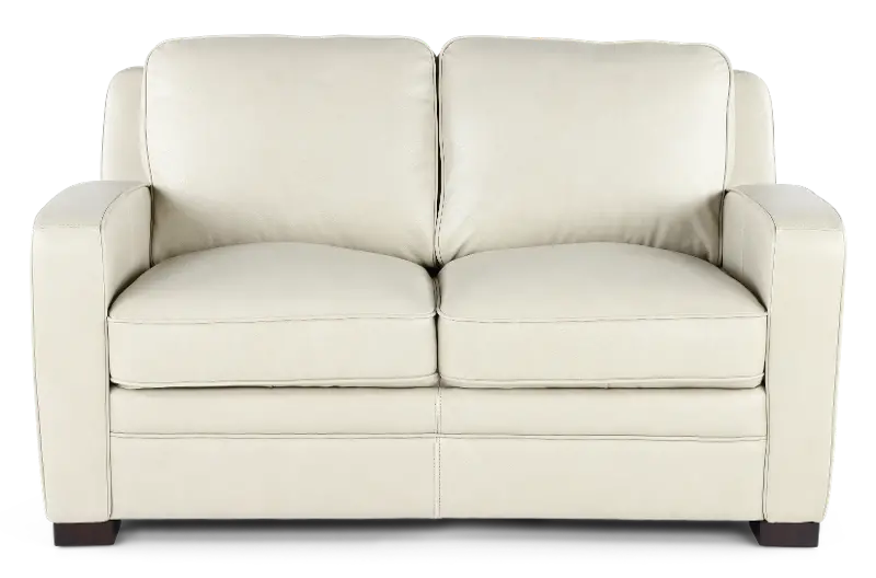 Stallion Ivory White Leather Loveseat
