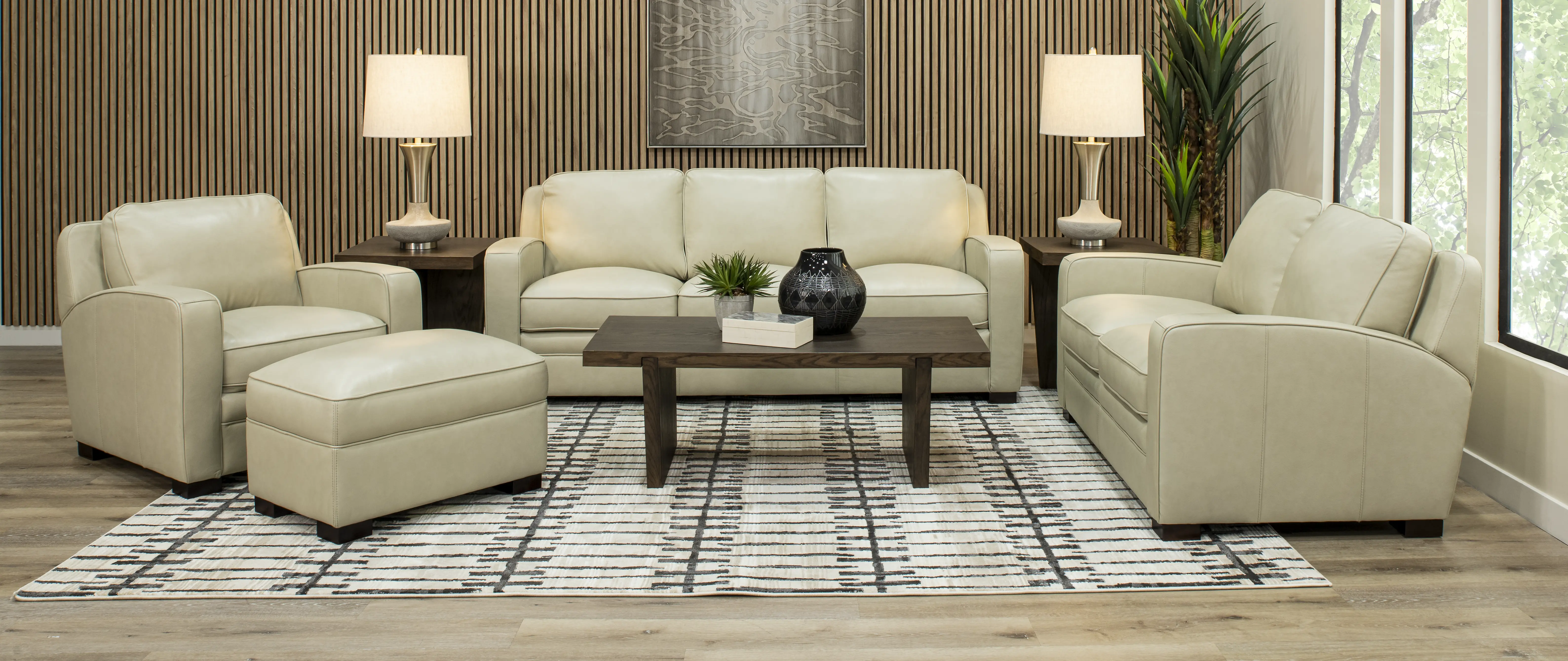 Stallion Ivory White Leather Loveseat-4