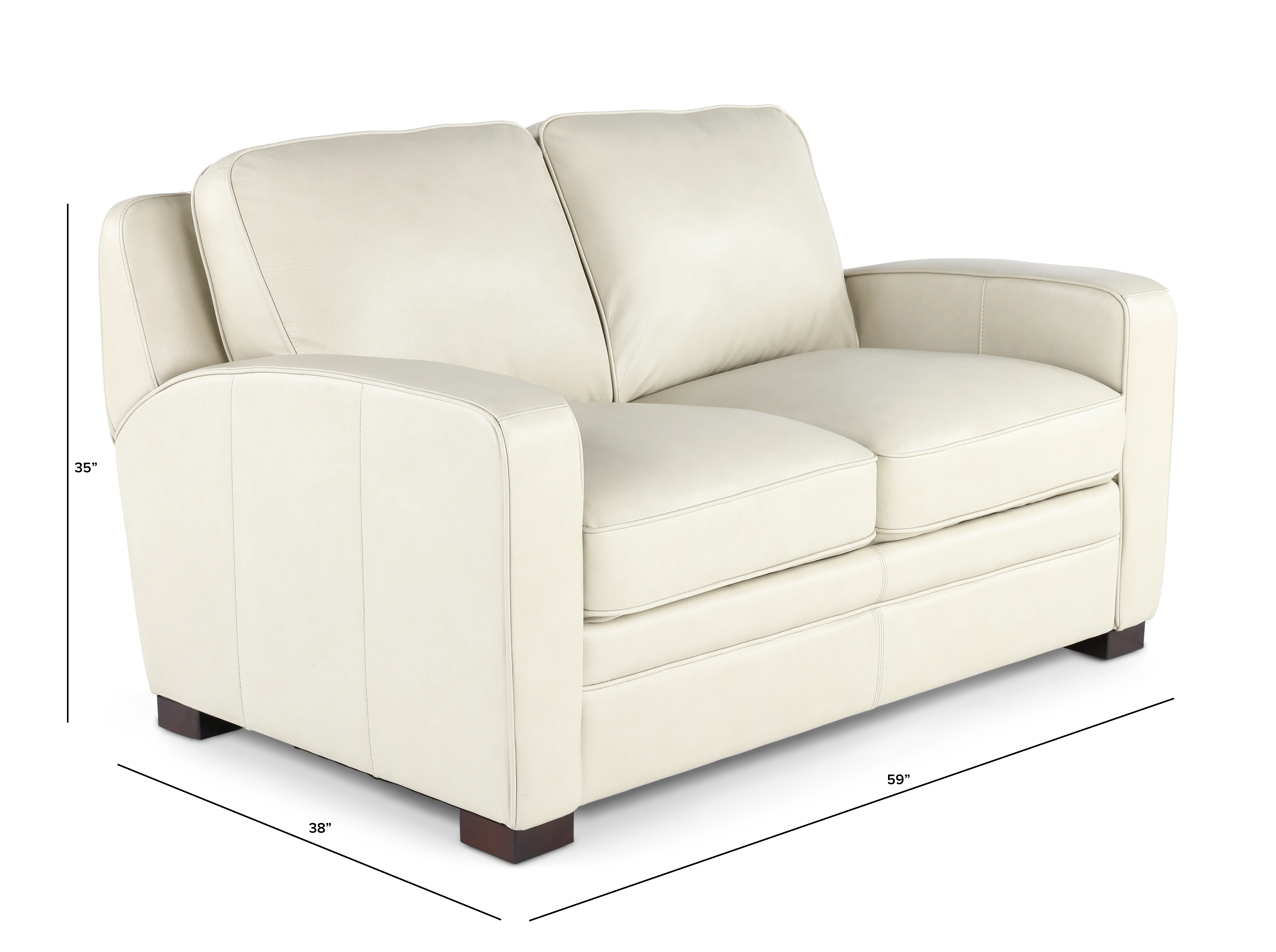 Stallion Ivory White Leather Loveseat-3