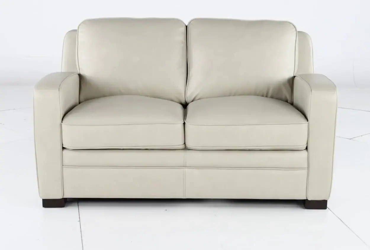 Stallion Ivory White Leather Loveseat-6