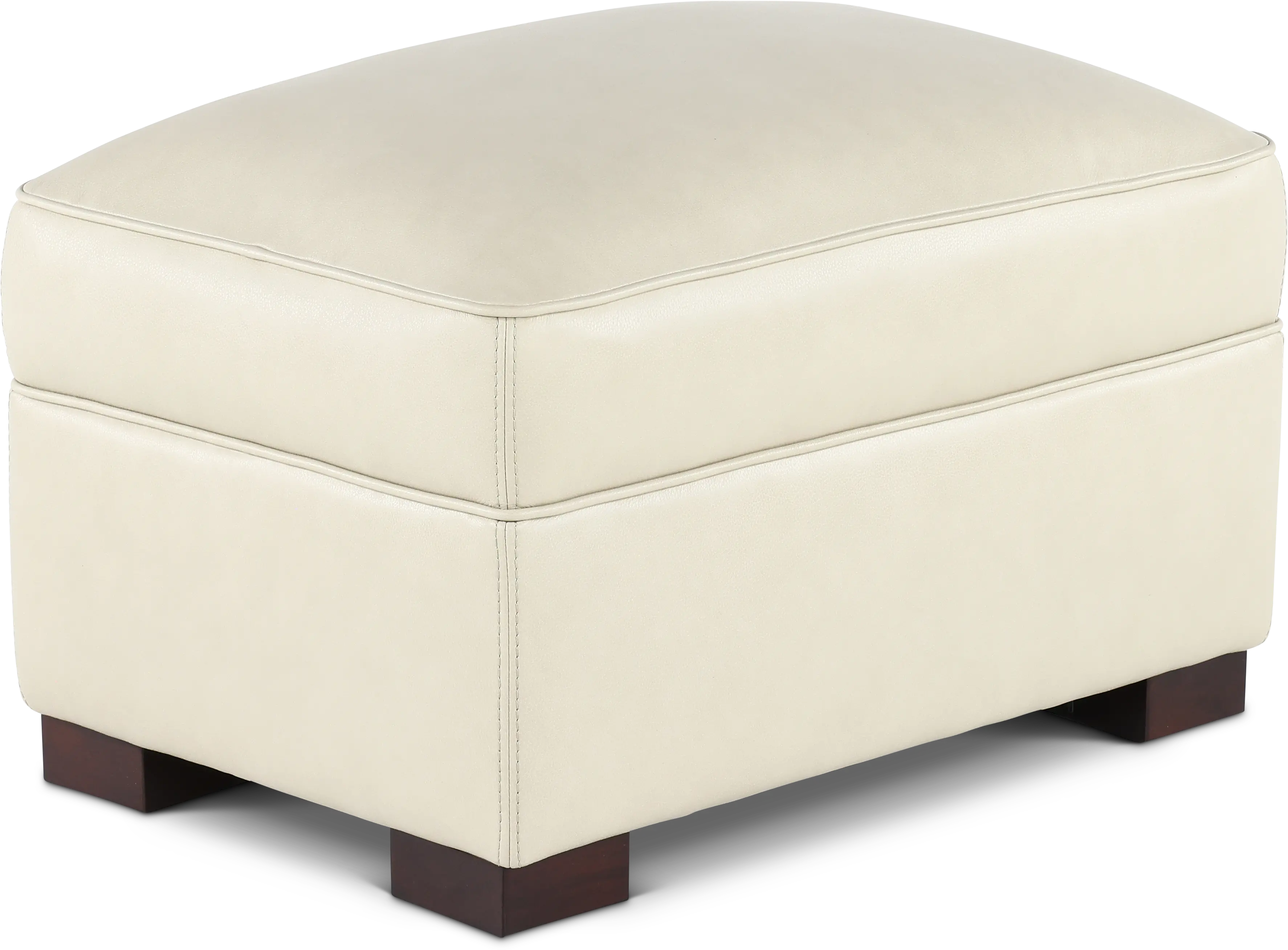 Stallion Ivory White Leather Ottoman-1