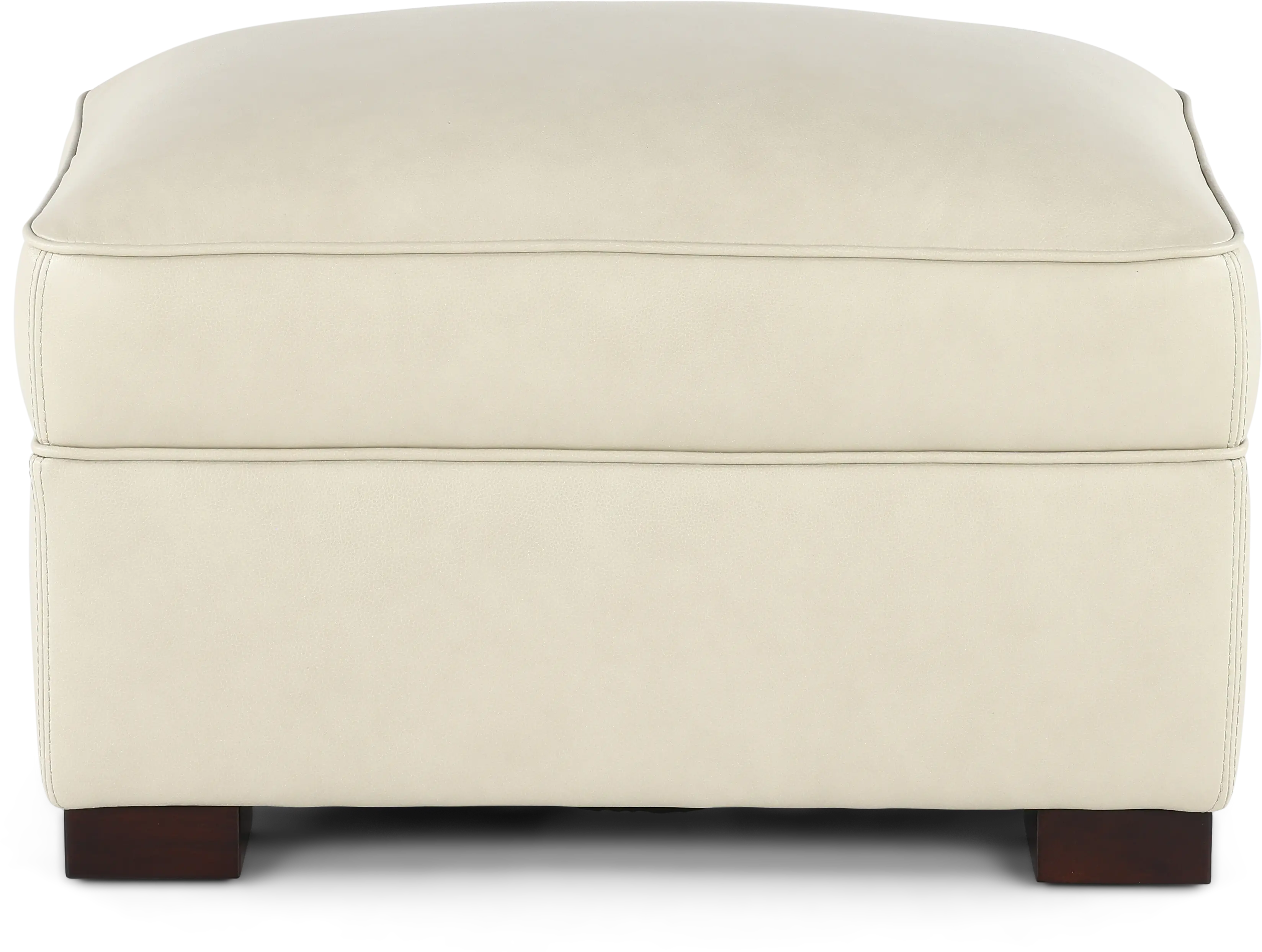 Stallion Ivory White Leather Ottoman-5