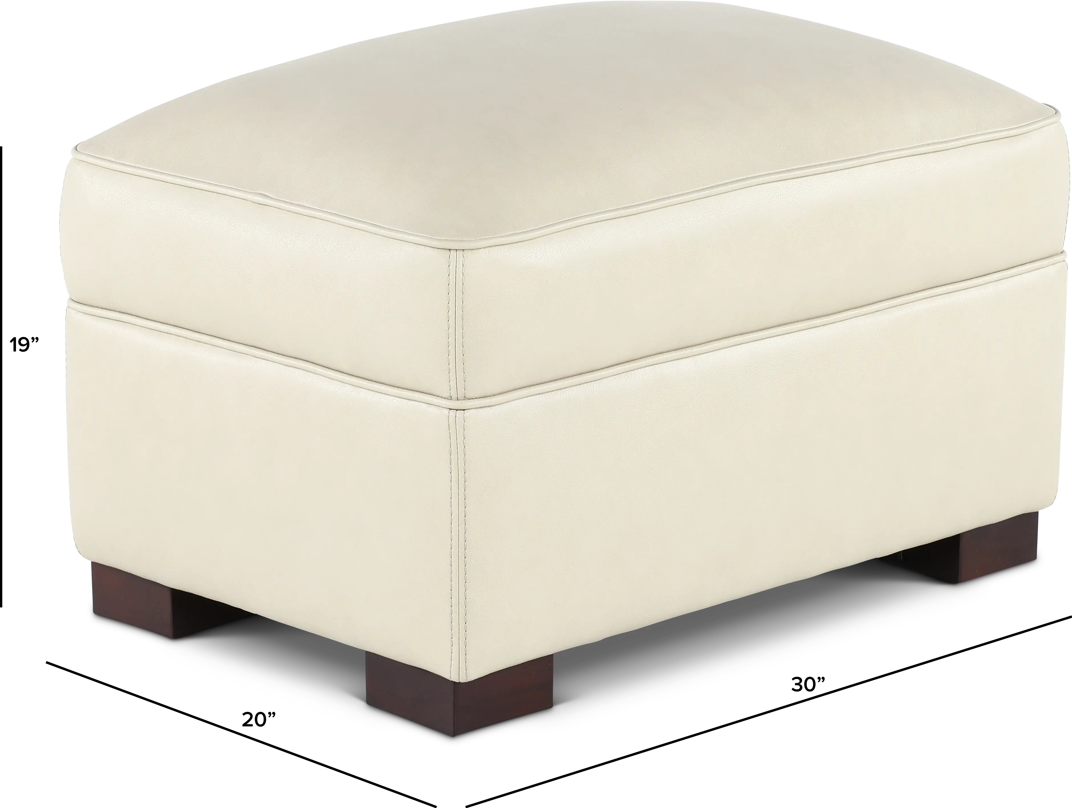 Stallion Ivory White Leather Ottoman-3