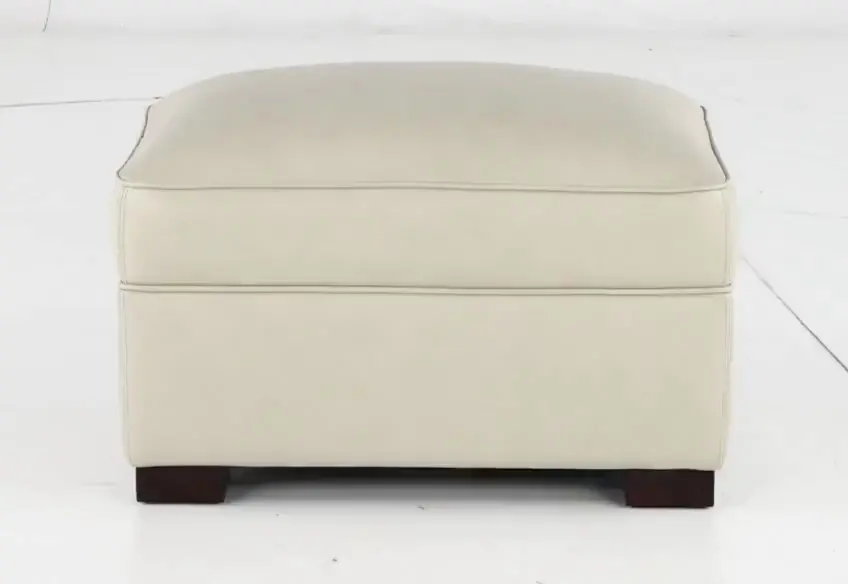 Stallion Ivory White Leather Ottoman-6