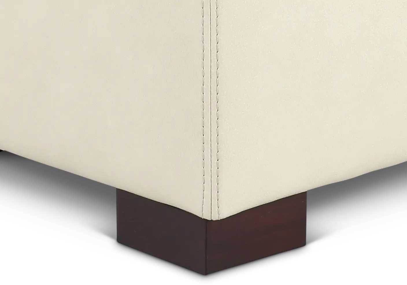 Stallion Ivory White Leather Ottoman-2