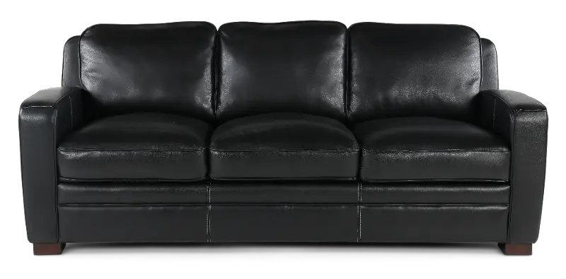 Stallion Black Leather Sofa