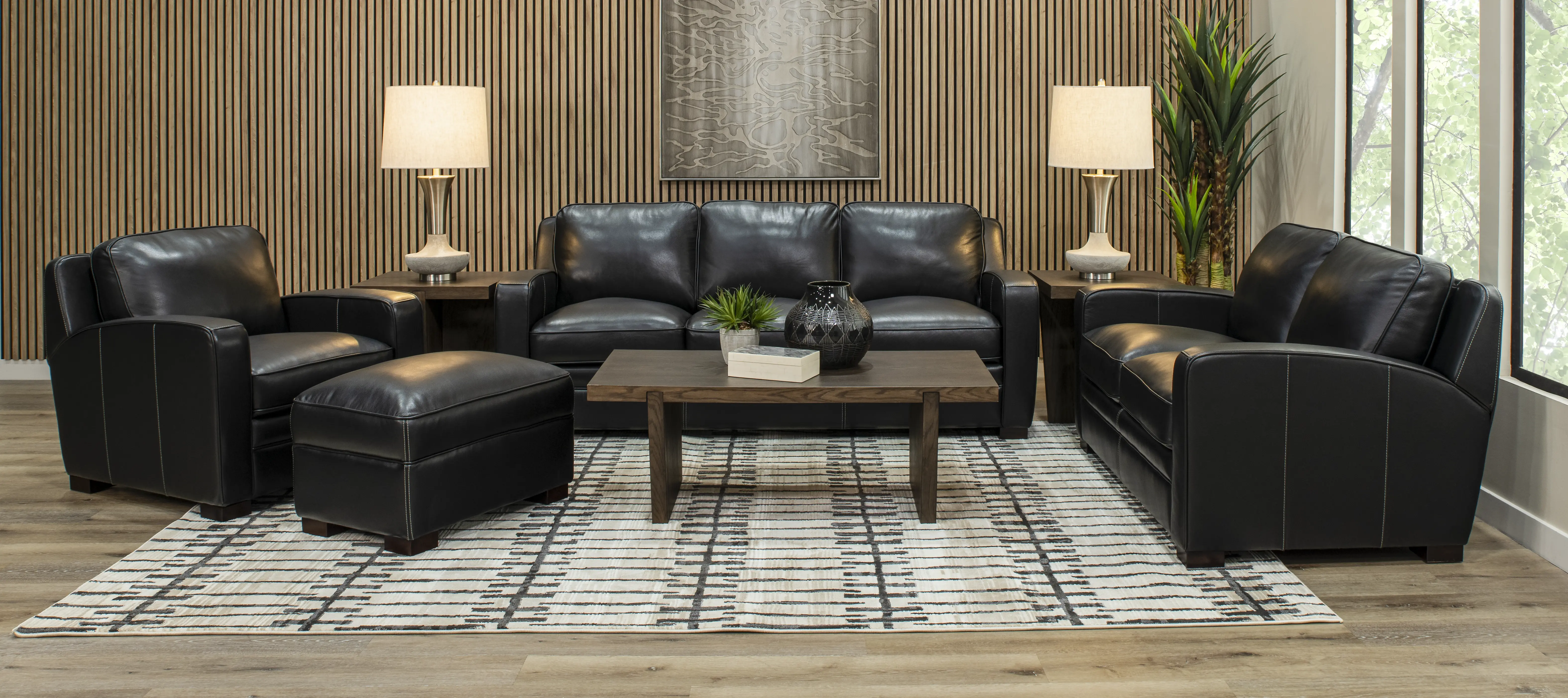 Stallion Black Leather Sofa-2