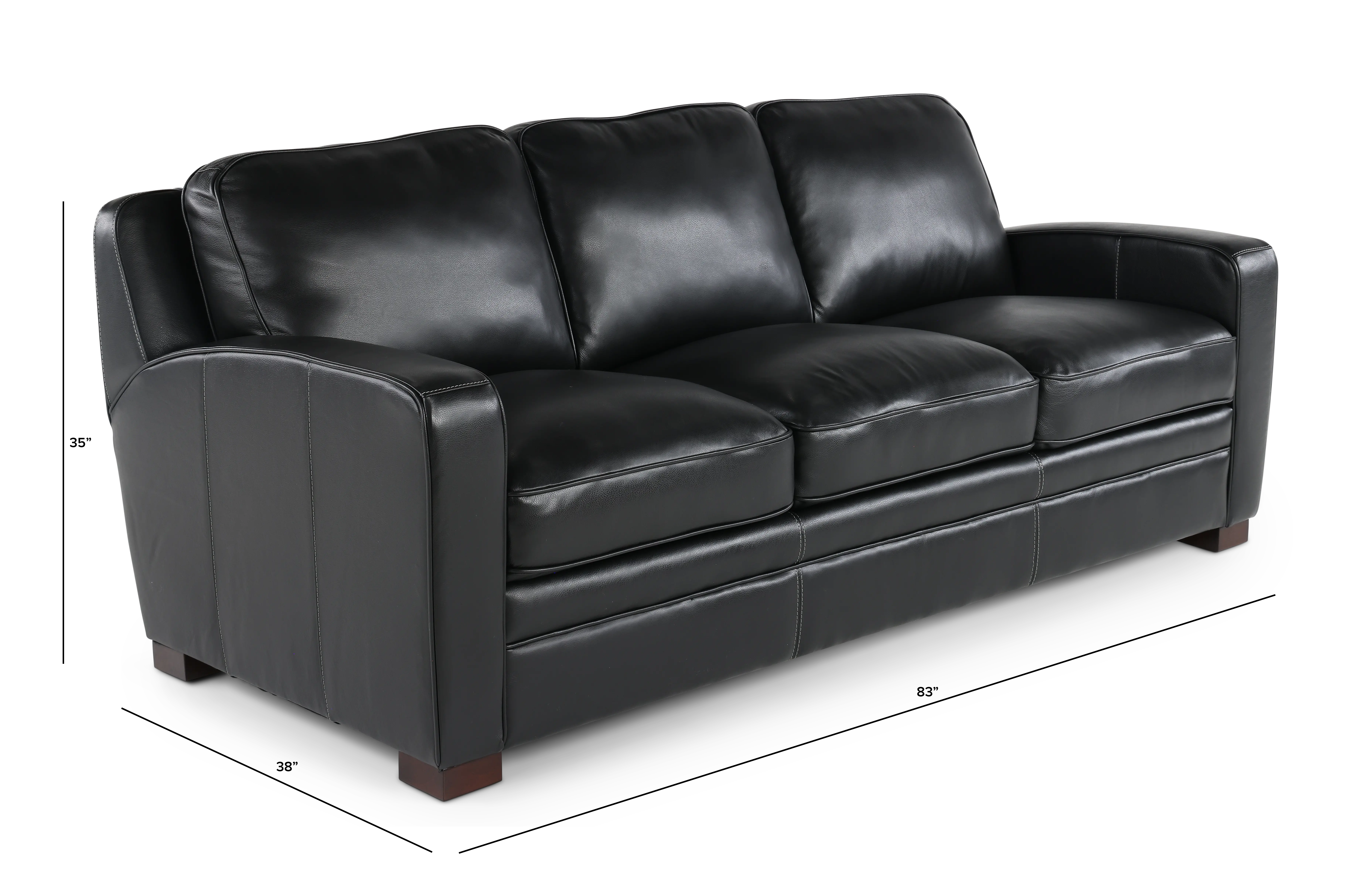 Stallion Black Leather Sofa-3