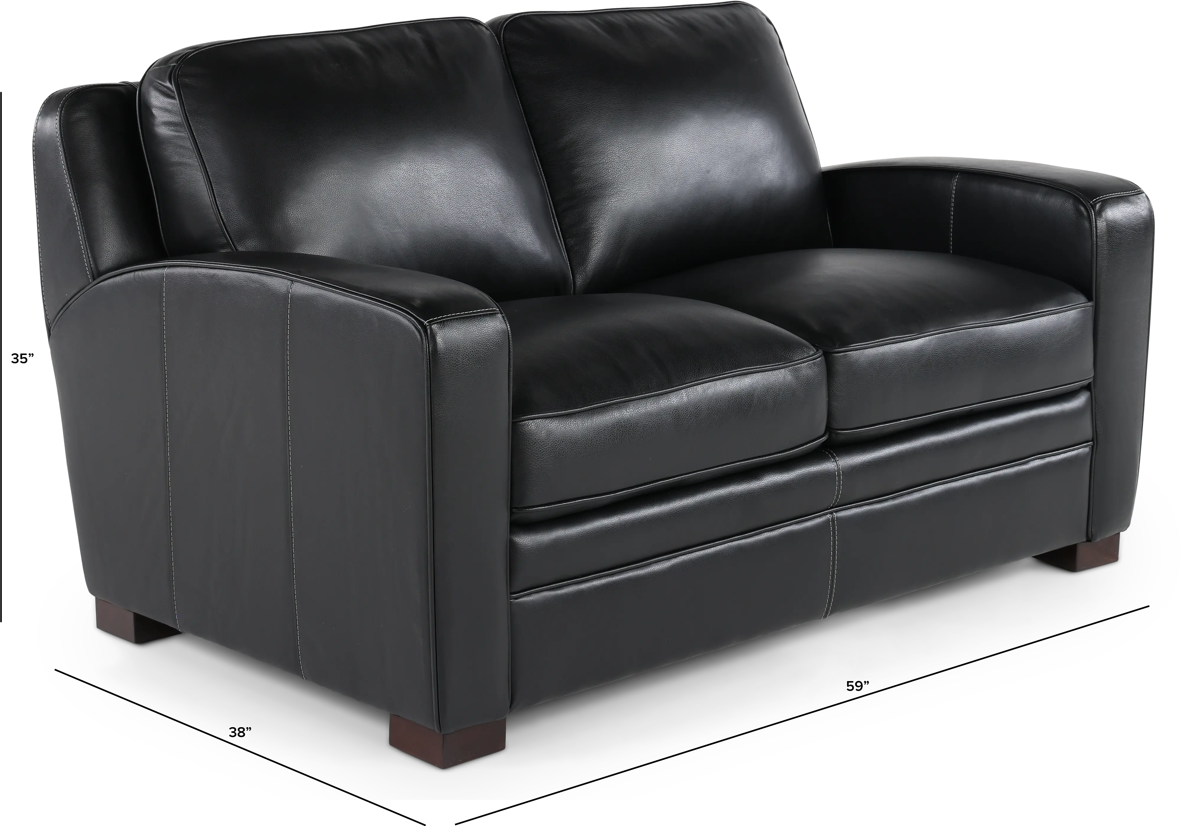 Stallion Black Leather Loveseat-3