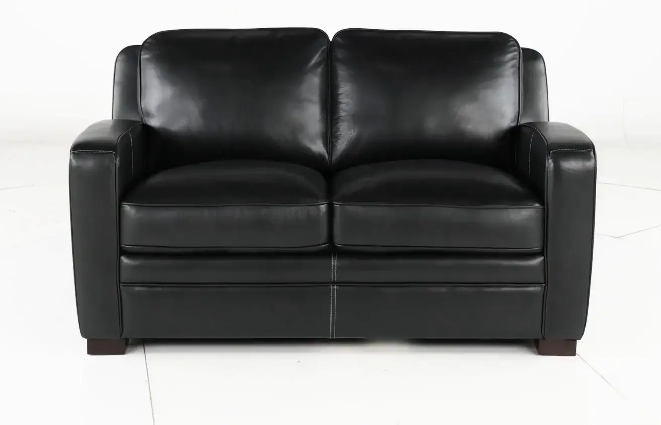 Stallion Black Leather Loveseat-5