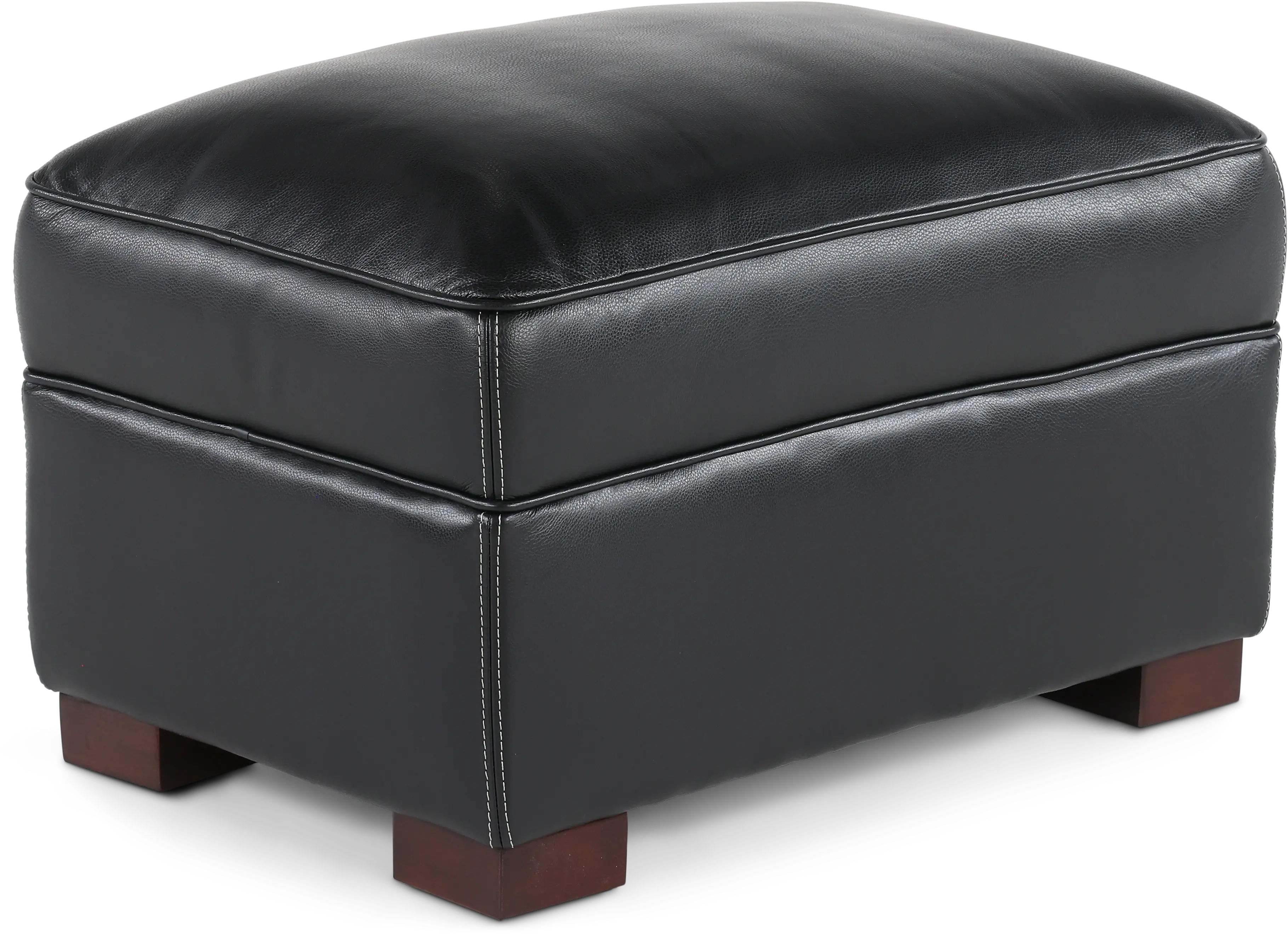 Stallion Black Leather Ottoman-1