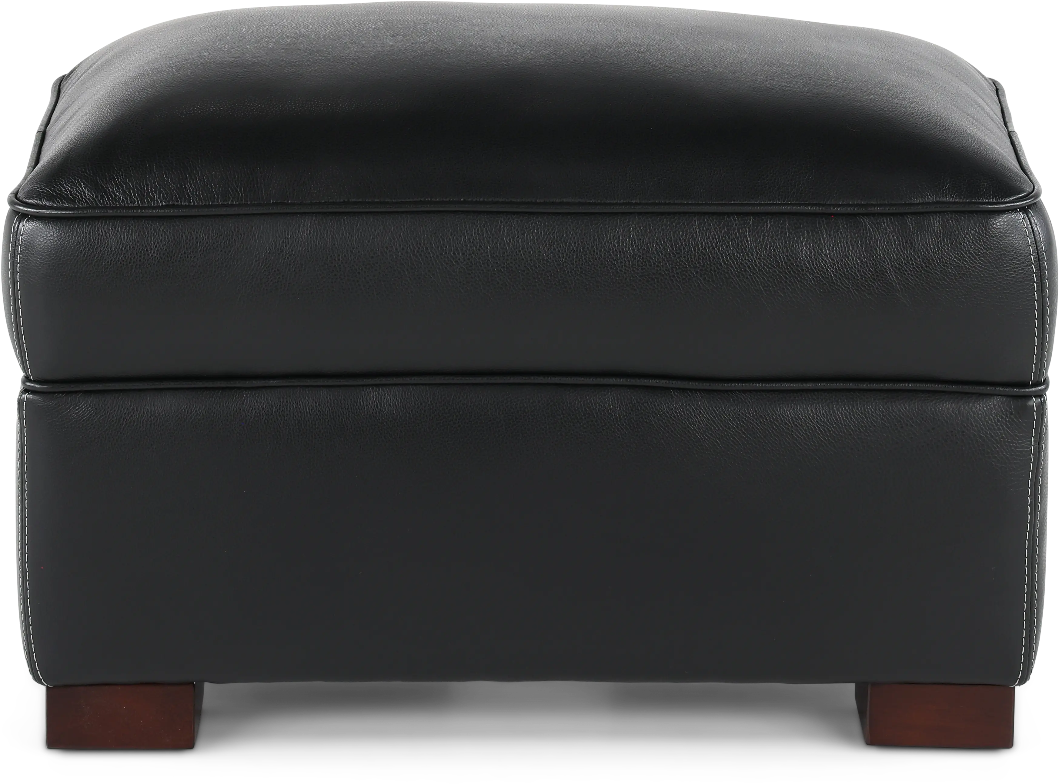 Stallion Black Leather Ottoman-4