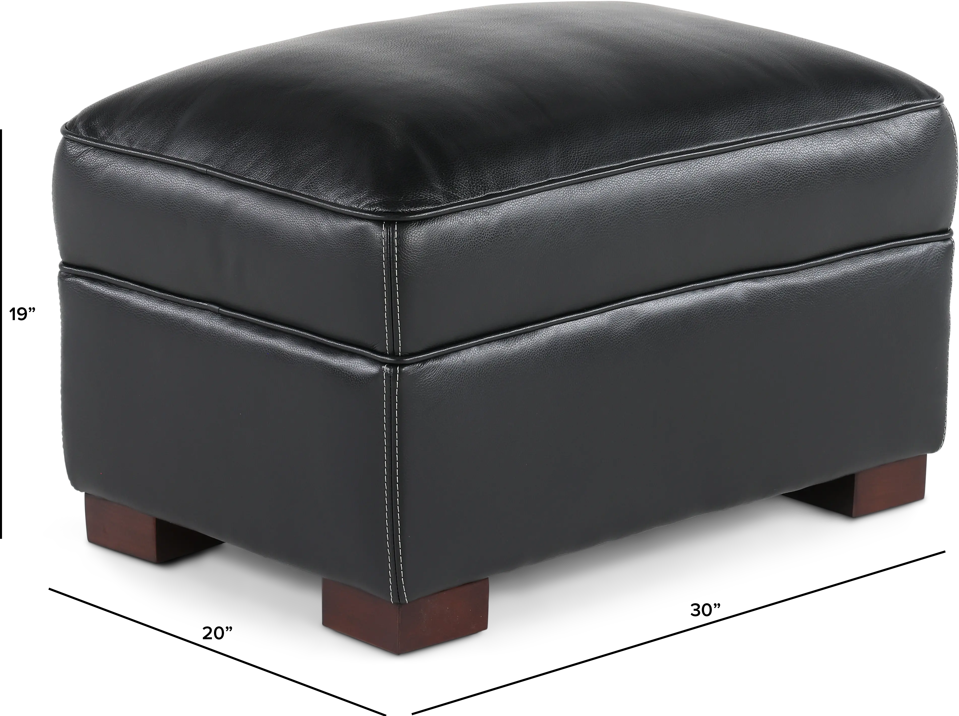 Stallion Black Leather Ottoman-3