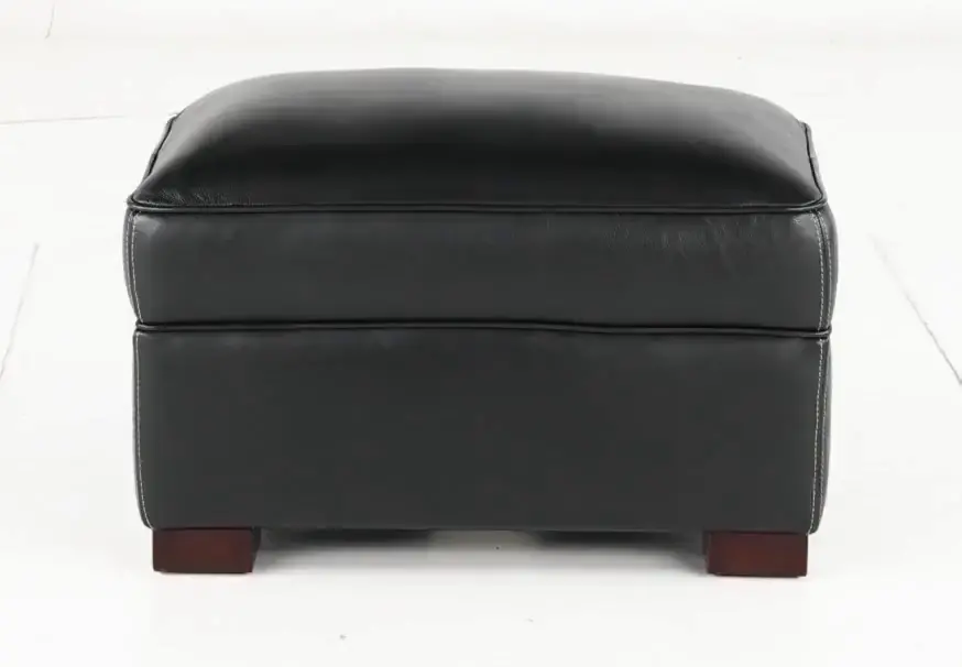 Stallion Black Leather Ottoman-5