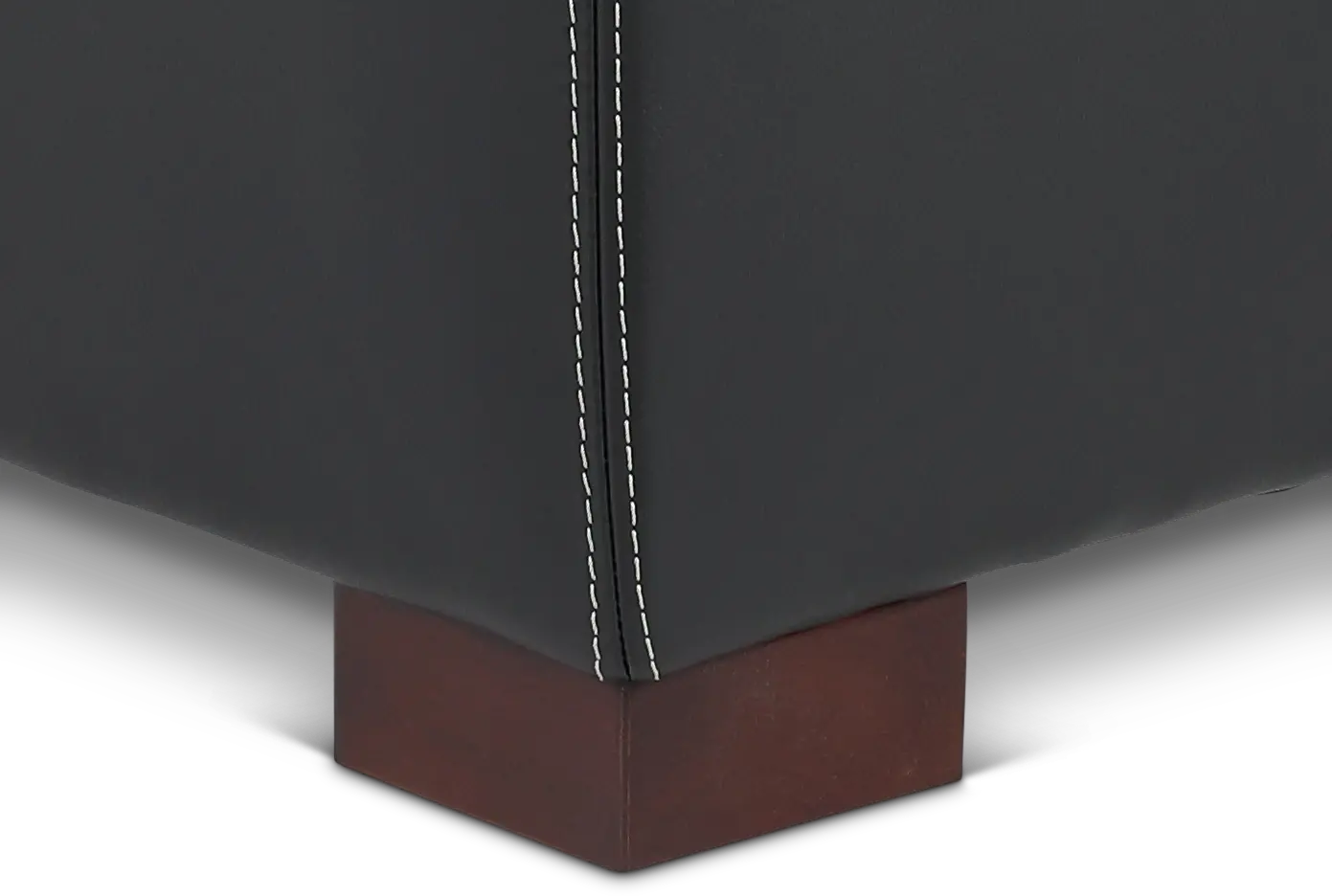 Stallion Black Leather Ottoman-6