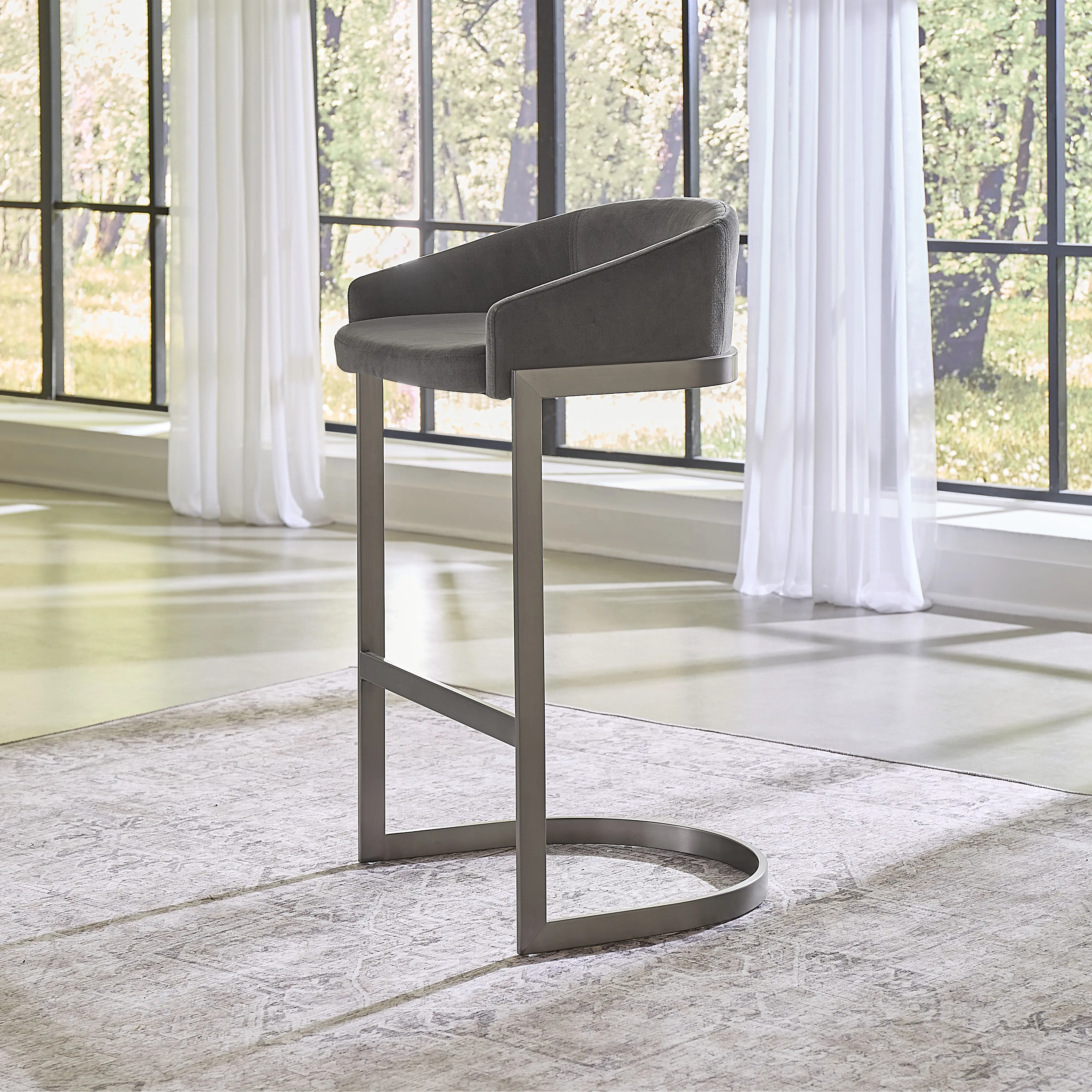 Oxford Mocha Brown and Nickel Counter Height Stool-2