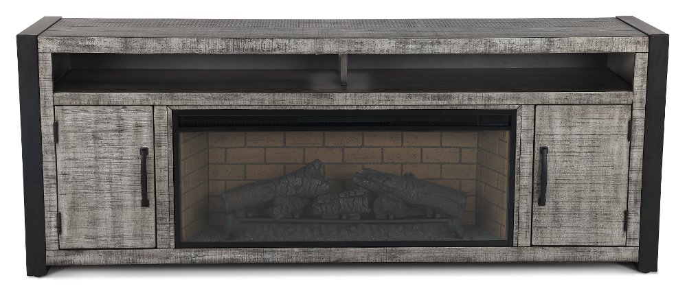 Ferrand Gray 78" Log  Fireplace TV Stand