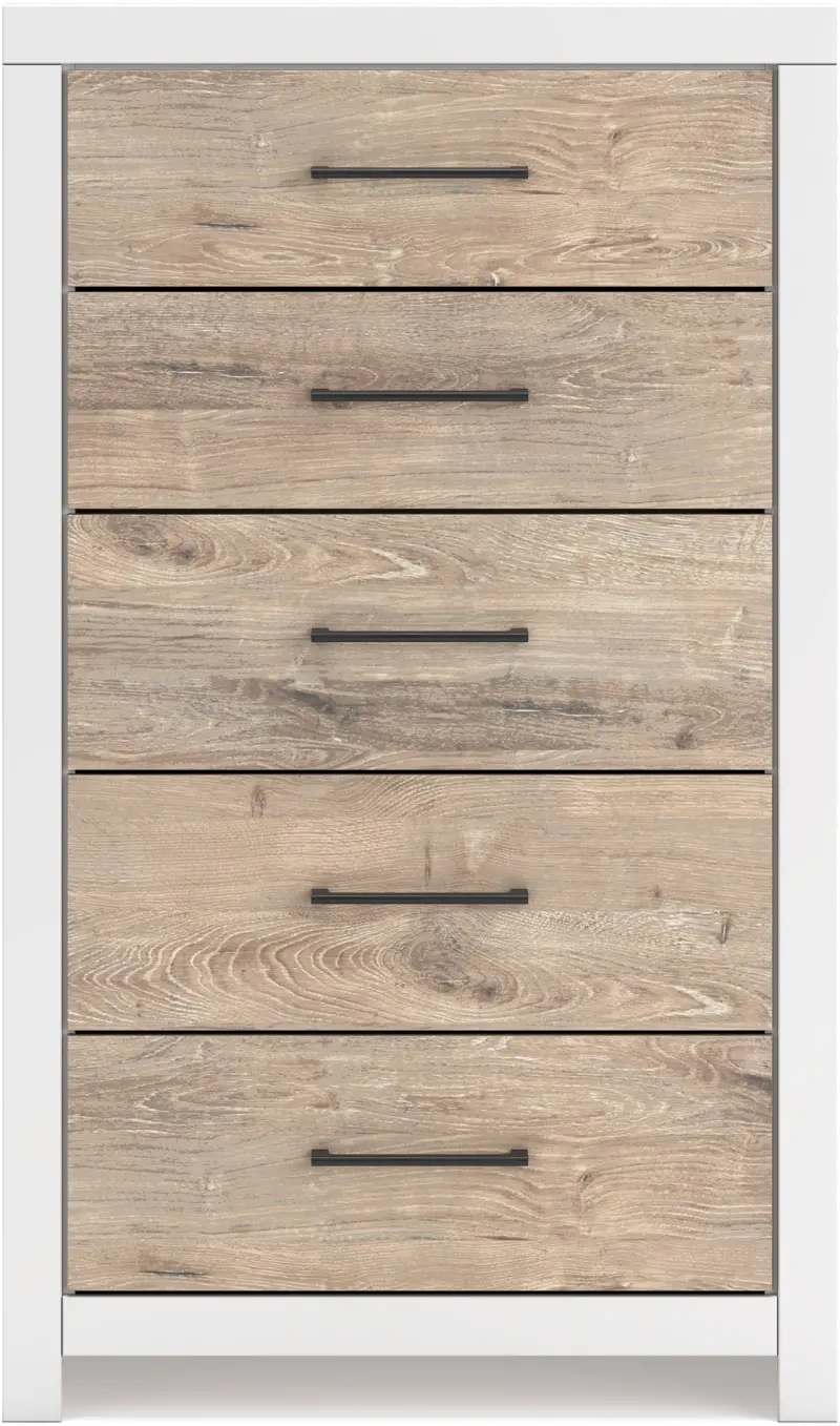 Charbitt White and Natural Chest of Drawers