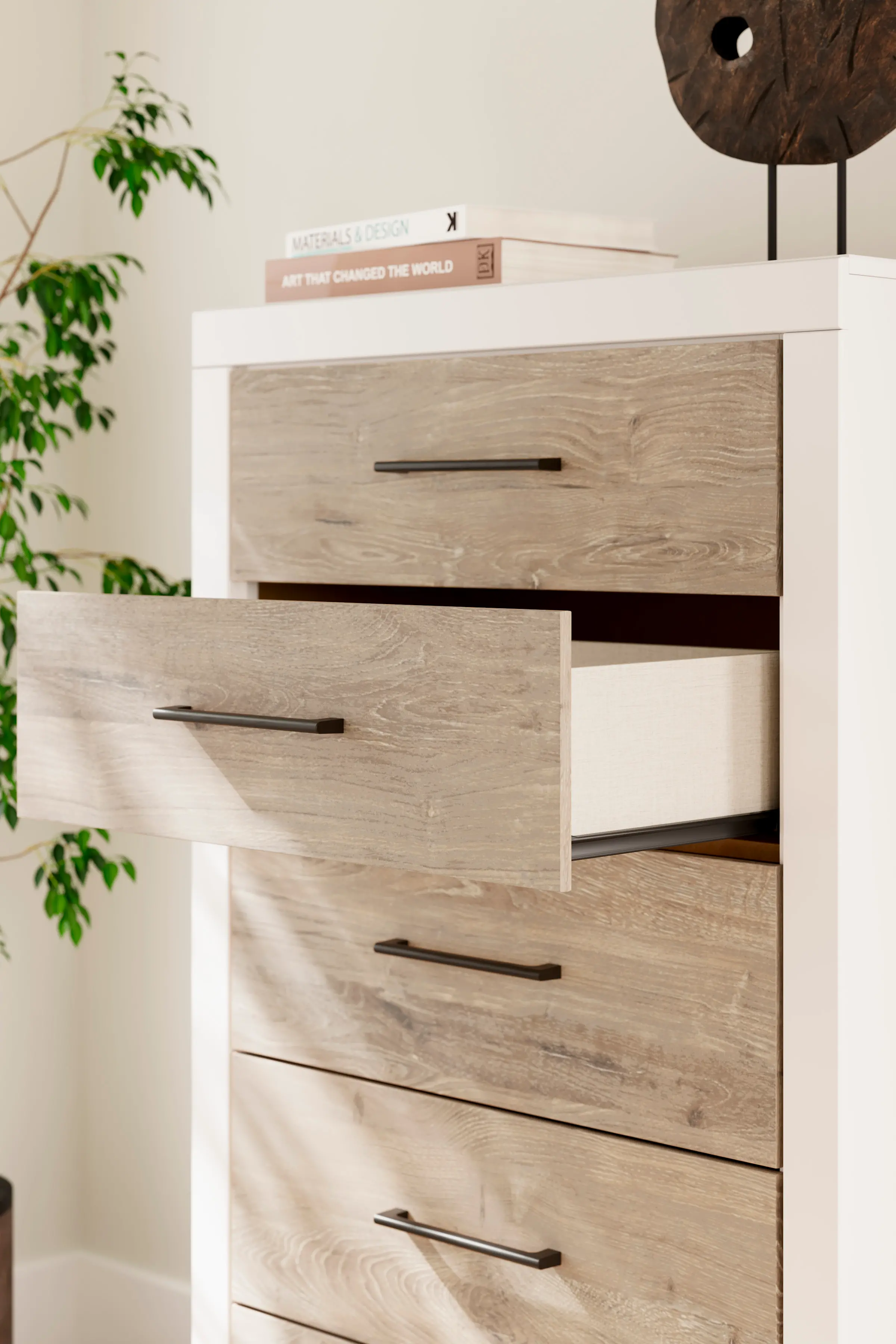 Charbitt White and Natural Chest of Drawers-2