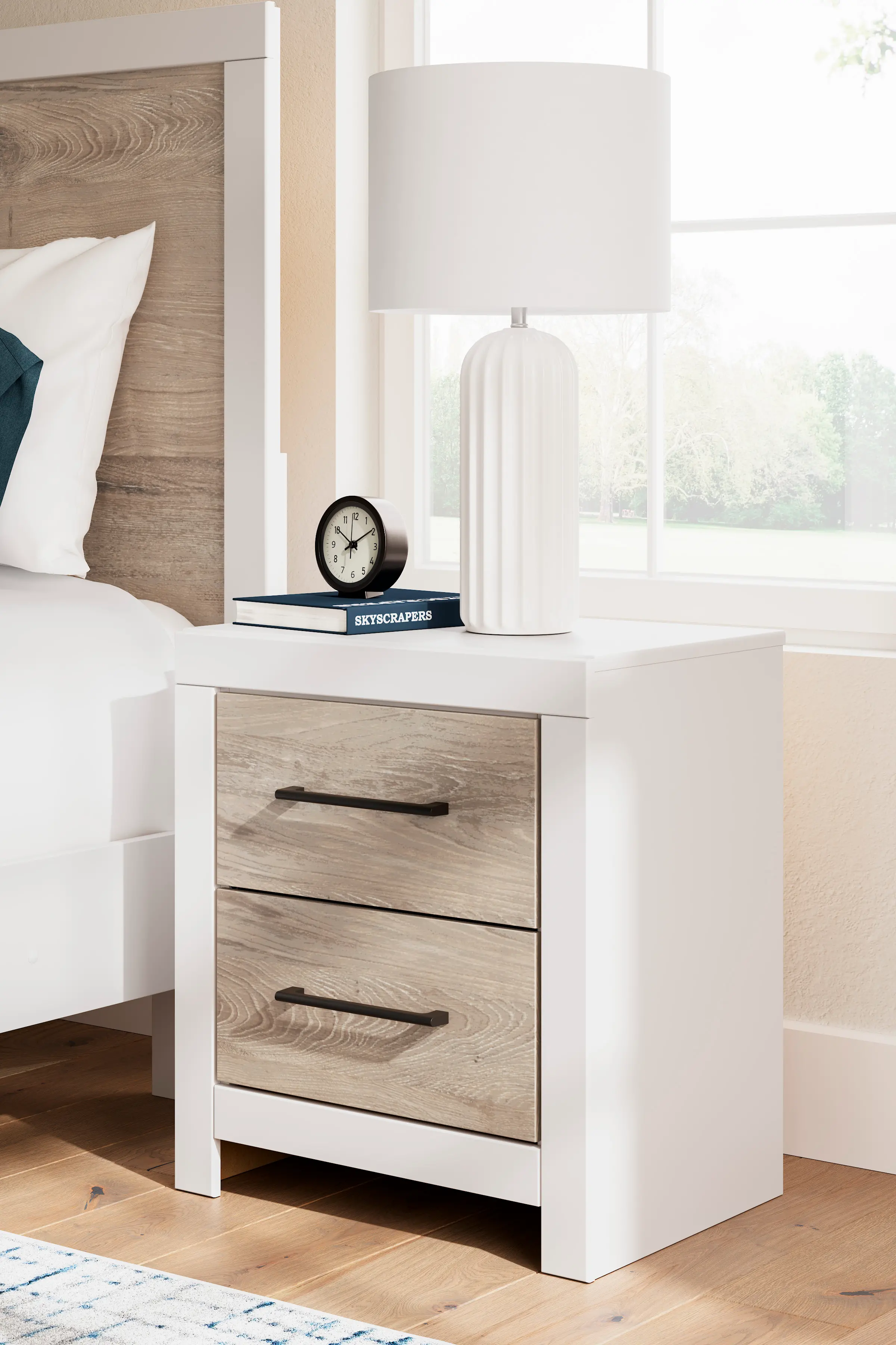 Charbitt White and Natural Nightstand-2