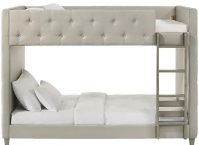 Addyson Gray Upholstered Twin-over-Twin Bunk Bed-1