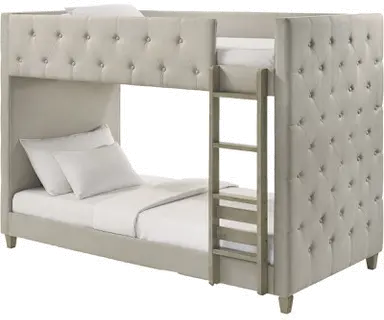 Addyson Gray Upholstered Twin-over-Twin Bunk Bed-3