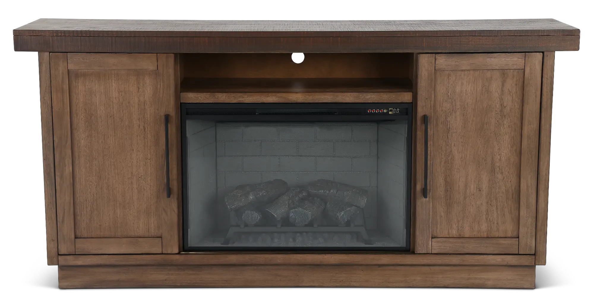 Boise Two-Tone Brown Fireplace Console | RC Willey